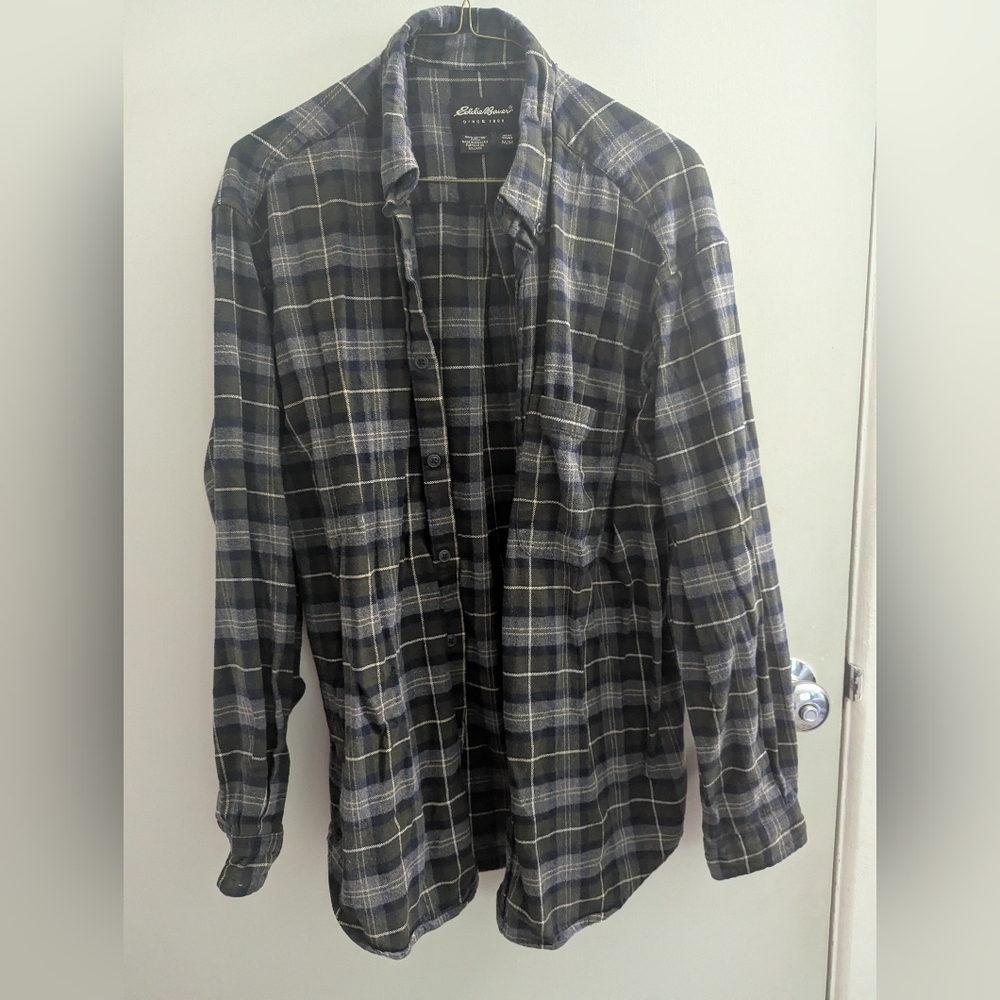 Eddie Bauer Plaid Thick Shirt Medium Rodeo Maximalism Winter Cozy Dexter Style